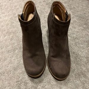 Brown Suede Wedged Ankle Boots